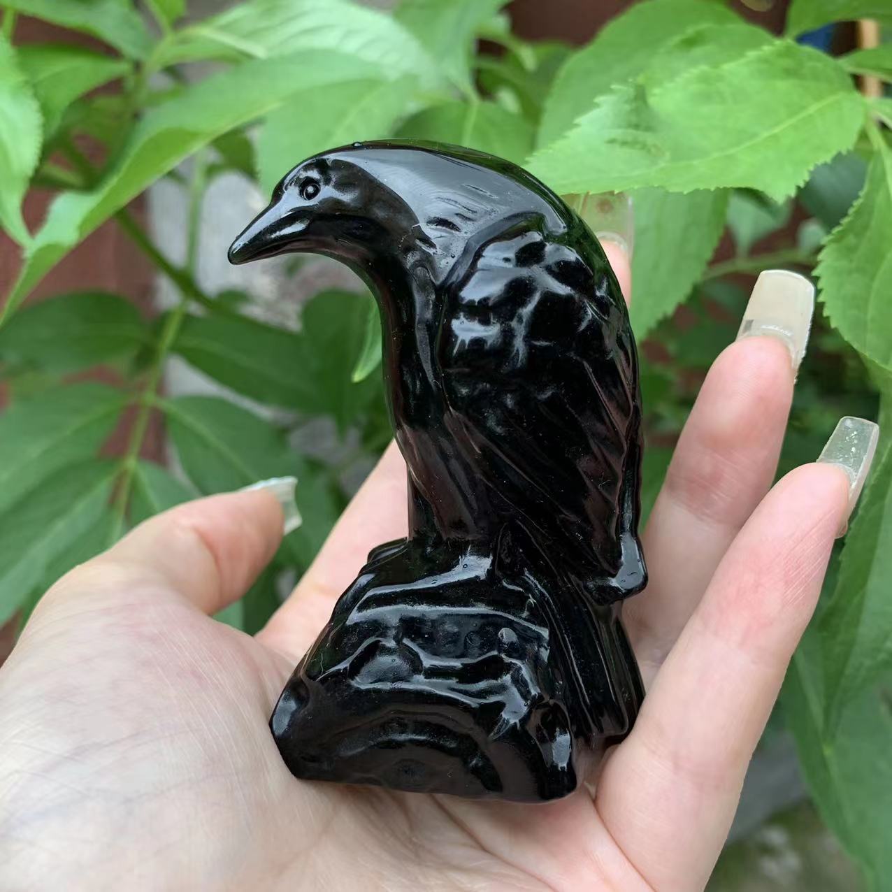 Obsidian Crow Carving