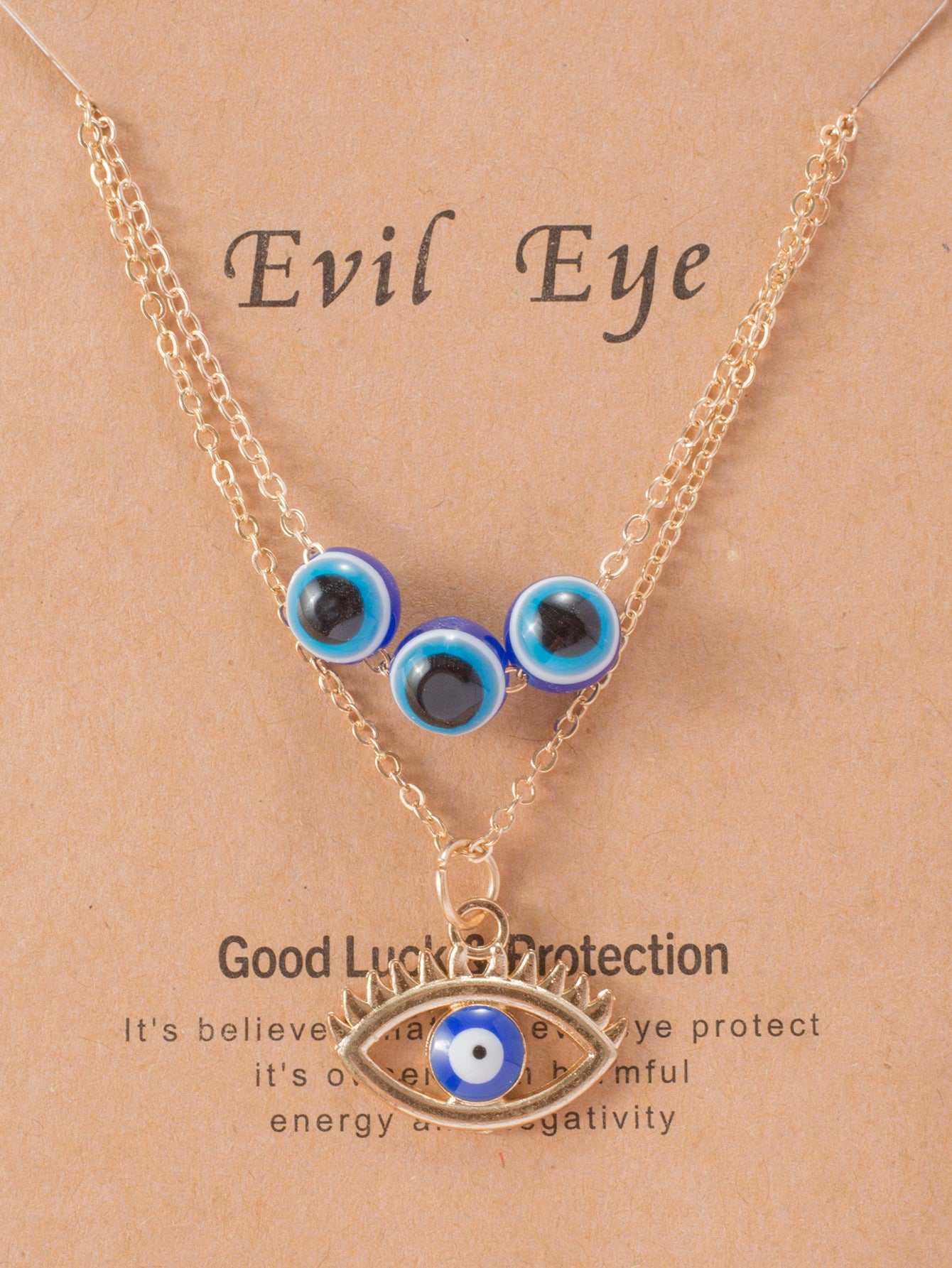 Multi Chain Evil Eye Pendant Necklace