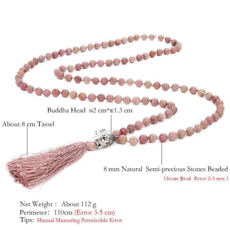 Meditation Knotted Beaded Fringe Necklace