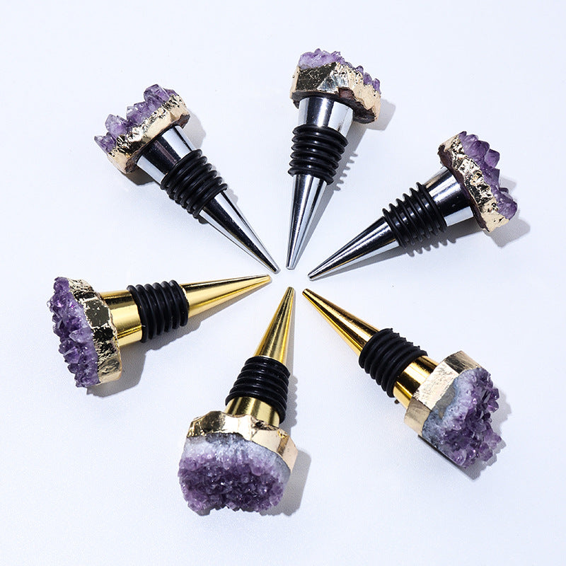 Amethyst Cluster Crystal Wine Bottle Stopper