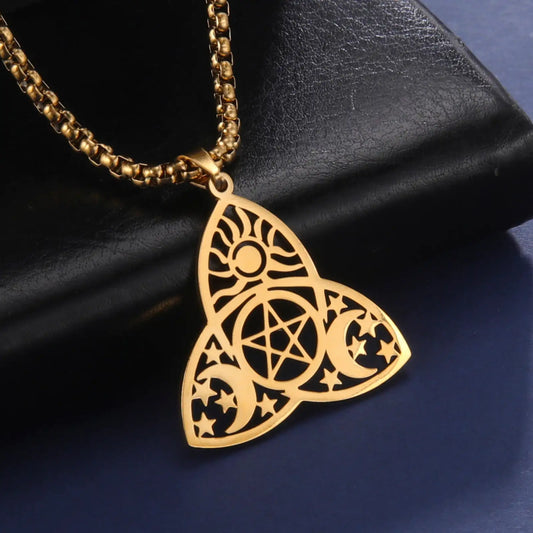 Triquetra Moon Pentagram Necklaces